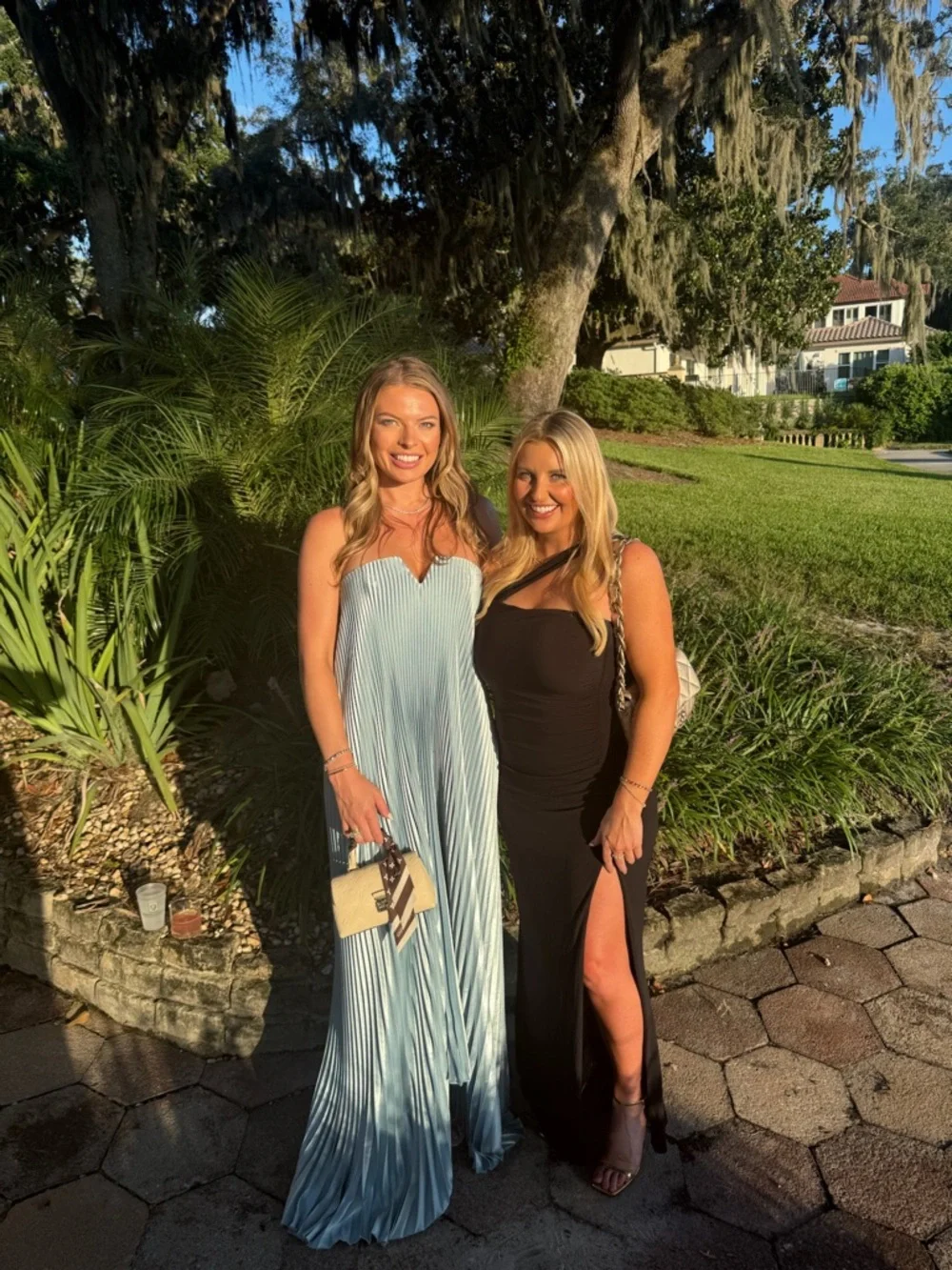 Black Tie Gown Strapless Pleated Maxi Dress in Light Blue - Picture 9 of 9
